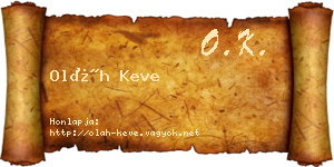Oláh Keve névjegykártya